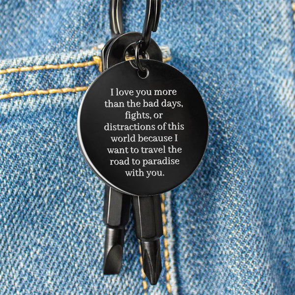 Love You More | Screwdriver Keychain for Husband with Engraved Message & Personalized Engraving - MuslimwithMe