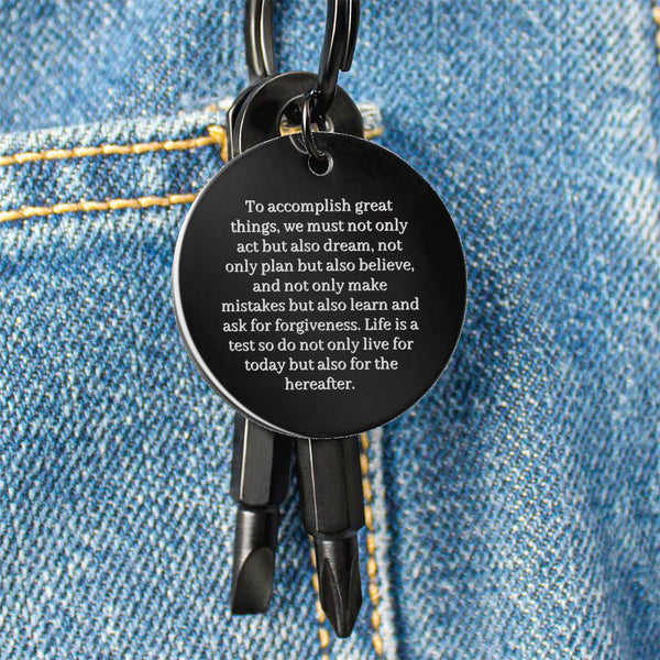 For Today and the Hereafter | Screwdriver Keychain for him with Engraved Message & Personalized Engraving - MuslimwithMe