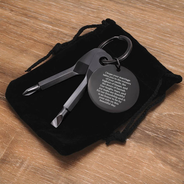 By Your Side | Screwdriver Keychain for Nikkah & Wedding for Groom with Engraved Message & Personalized Engraving - MuslimwithMe