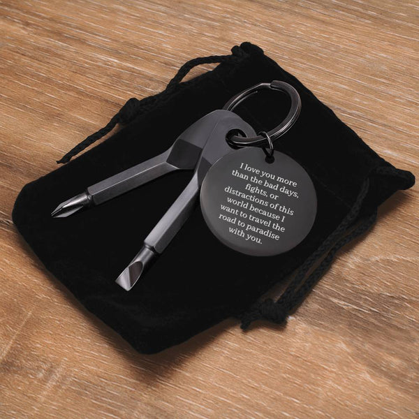 Love You More | Screwdriver Keychain for Husband with Engraved Message & Personalized Engraving - MuslimwithMe