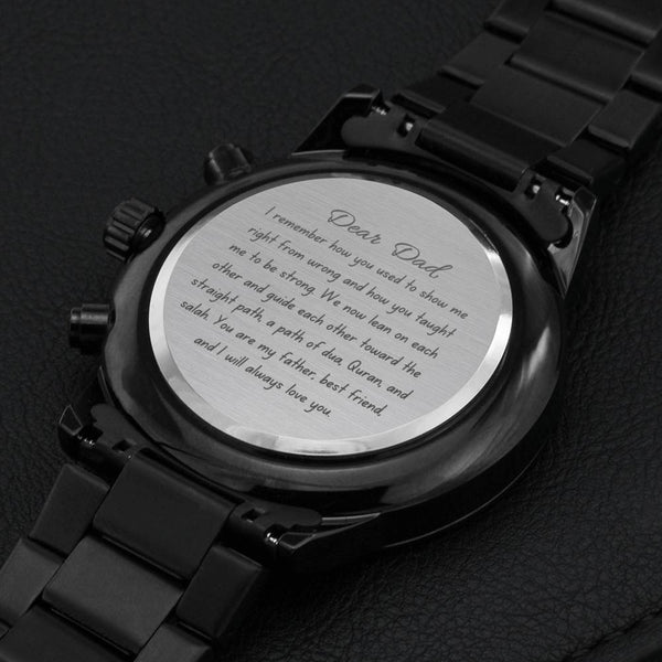 Father and Best Friend | Chronograph Watch for Dad with Engraved Message & Personalized Engraving - MuslimwithMe