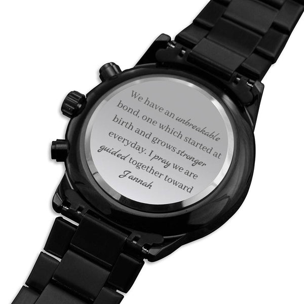 Unbreakable Bond | Chronograph Watch for him with Engraved Message - MuslimwithMe