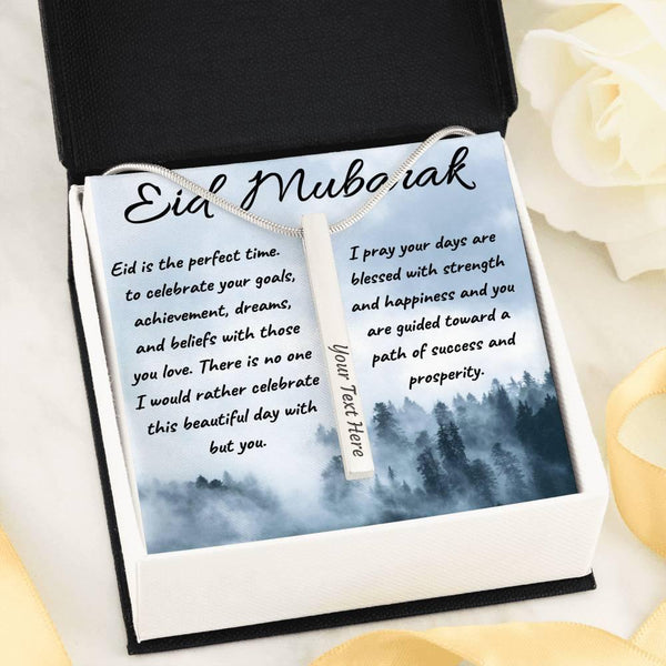 Celebrating with You | Bar necklace for Eid & Engrave Name, Date, Message - MuslimwithMe