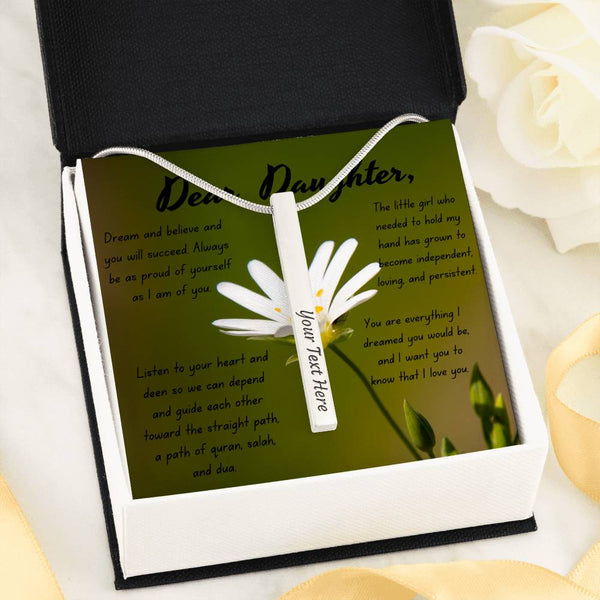 Dream | Bar necklace for Daughter with message card & engrave any name, date, or message - MuslimwithMe
