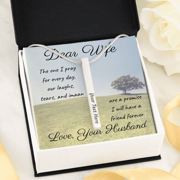 Friend forever | Bar necklace for Wife with Message - MuslimwithMe