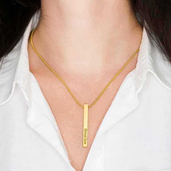 I Love You More | Bar necklace for Wife with Message Card & Engrave any Name, Date, or Message - MuslimwithMe