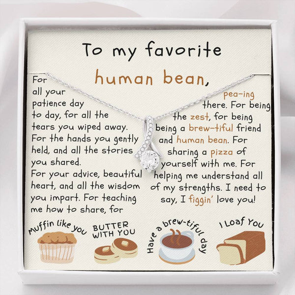 Favorite human bean, Necklace gift for favorite human bean with message card, gift for wife, gift for girlfriend, food lovers, puns,funny card,gift for her,food - MuslimwithMe
