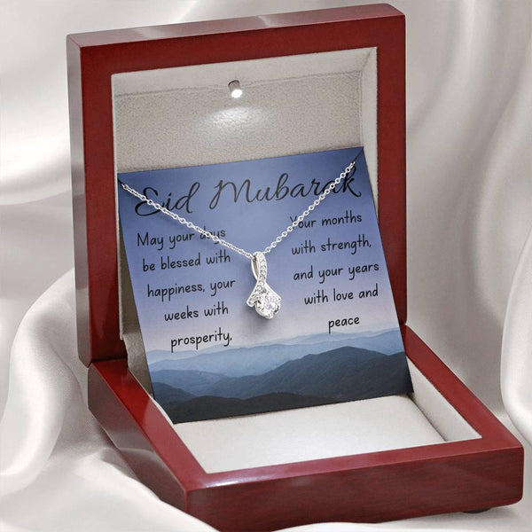 Happiness, prosper, strength, love, and peace | Eid wishes gift with necklace - MuslimwithMe