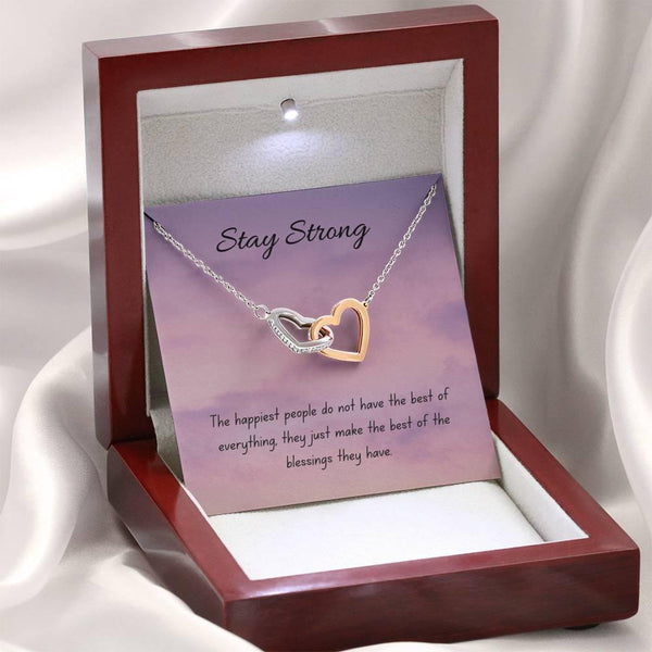 Blessings | Interlocking Hearts Necklace with Motivational letter - MuslimwithMe