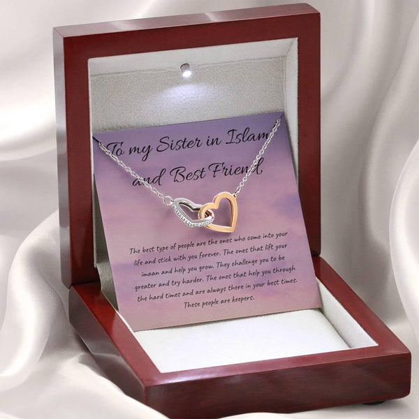 Forever Friend | Interlocking Qulub necklace for Friend with Message Card - MuslimwithMe