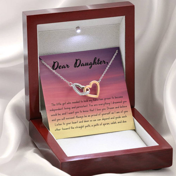 Faith and Guidance | Interlocking Necklace Gift for Daughter with Emotional Message Card - MuslimwithMe