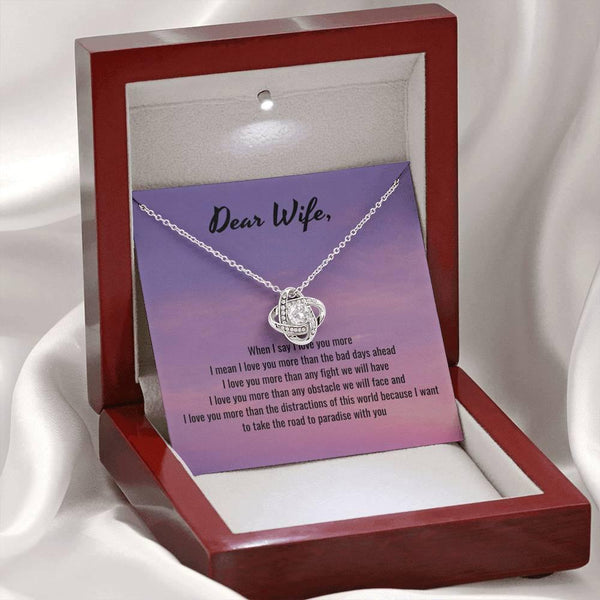 I Love You More | Quwa Knot necklace gift for Wife with Message Card - MuslimwithMe