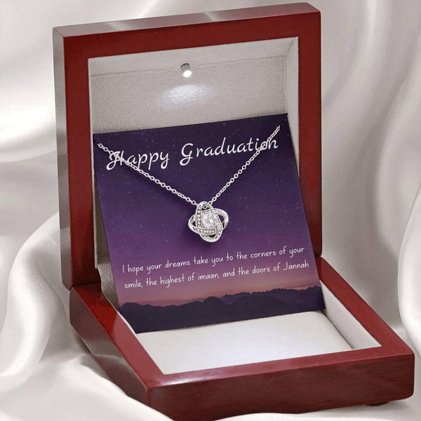 Corners of your Smile | Quwa Knot necklace as graduating gift with message card - MuslimwithMe